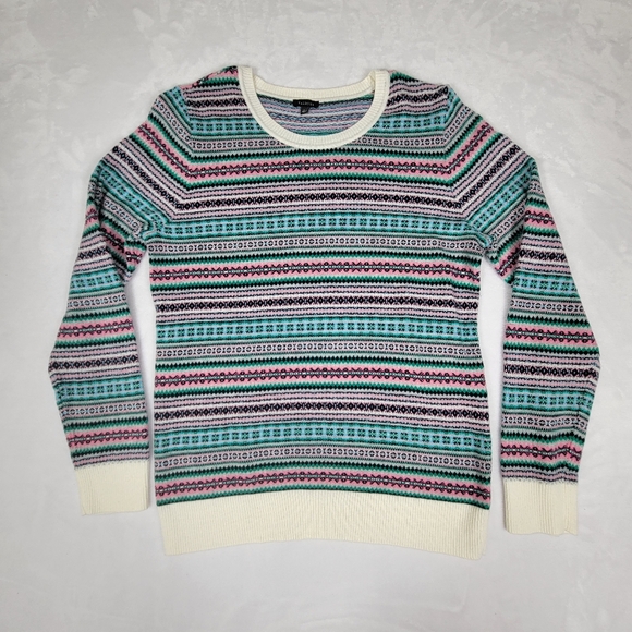 Talbots Fair Isle Lambswool Blend Crewneck Sweater Sz Large EUC Layering Cozy - Picture 2 of 9